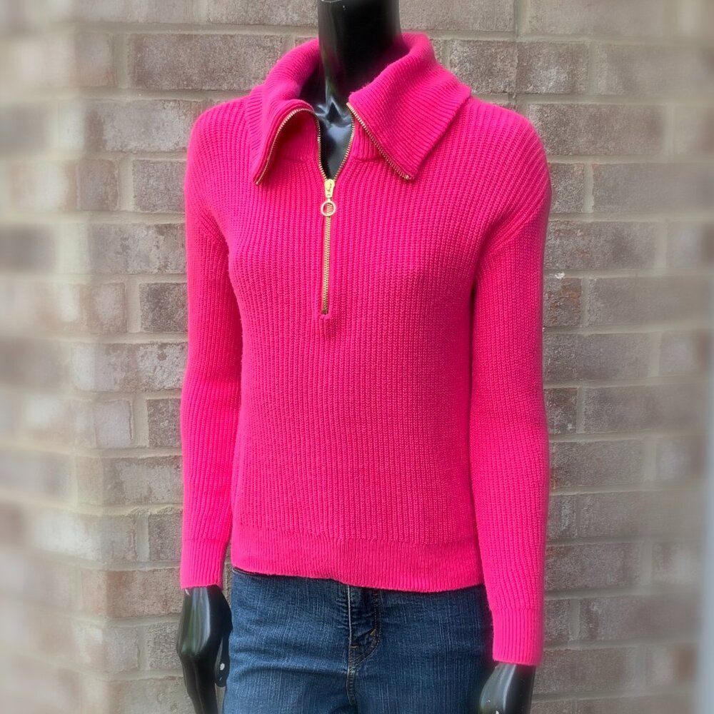 Talbots Pull Over Knitted Zippered V-Neck Collared Sweater